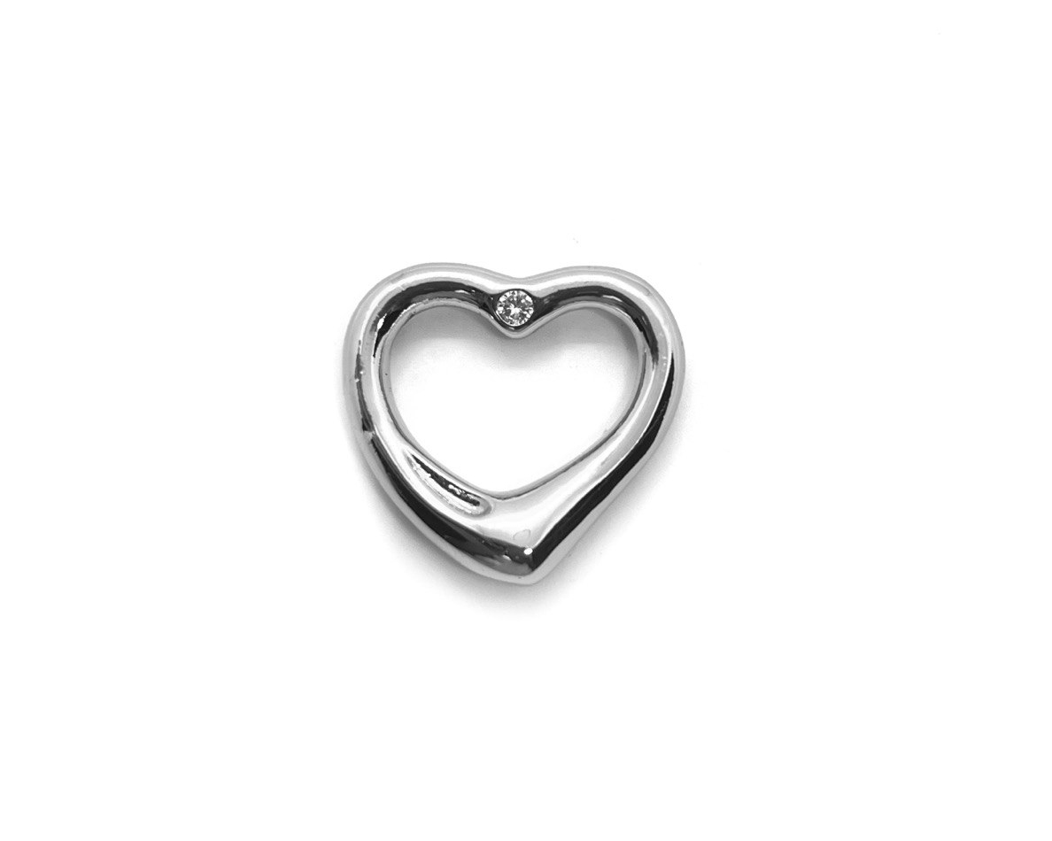 Подвеска Сердце с фианитом цвет серебро размер 22*24мм Серебро