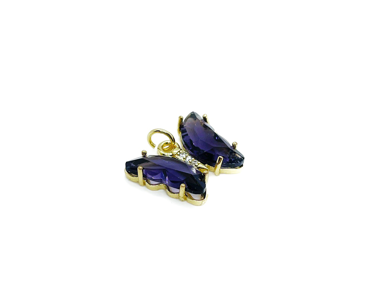 Подвеска Бабочка фиолетовая с фионитами цвет золото размер 15*19мм