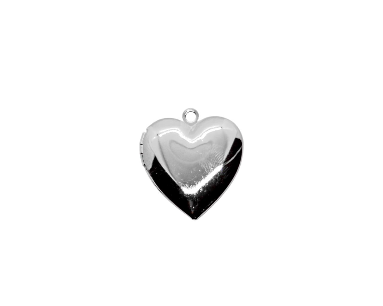 Кулон сердце для фото цвет серебро 25*23мм